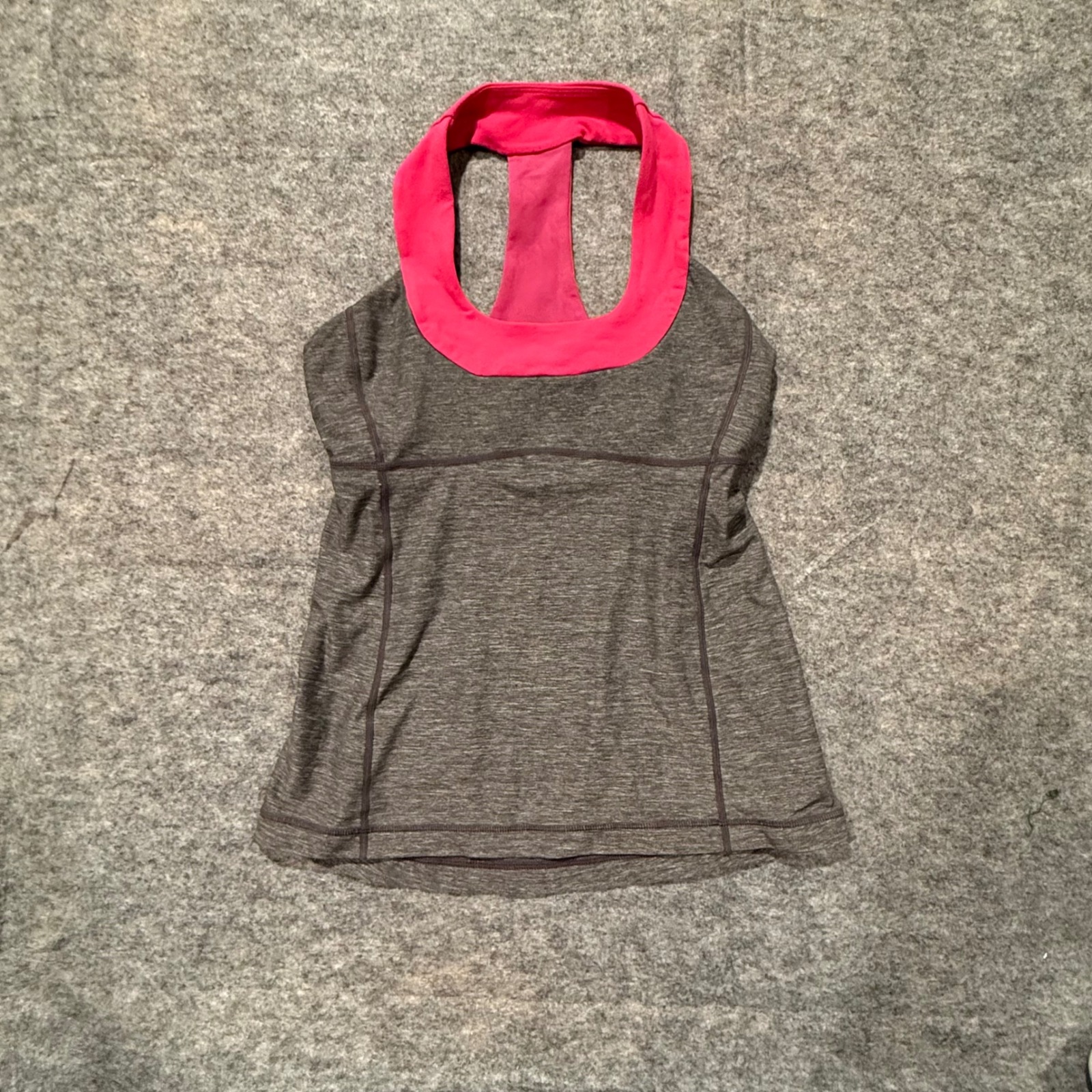 Lululemon No Limits Tank Top Grey Pink Space Dye Racerback Yoga Size 6